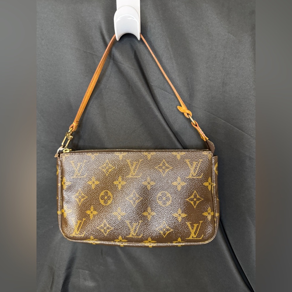 Louis Vuitton LV Monogram Brown and Gold Pouchette & LV Strap with COA - Picture 4 of 17